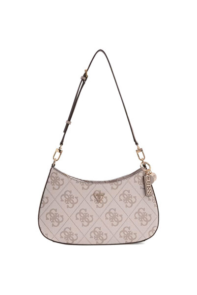 Guess μπεζ dove τσάντα ώμου Noelle Top zip wide Logo