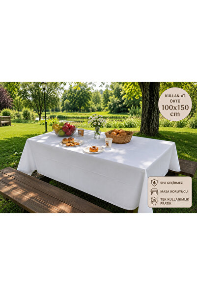 L'Opaline Tek Kullanımlık Kağıt (1 ADET) Masa Örtüsü 100x150 cm Beyaz, Doğum ...