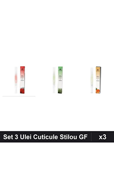 global fashion Set 3 Ulei Cuticule Tip Stilou - Trandafir, Aloe Vera, Portocala