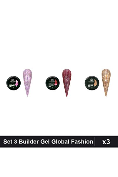 global fashion Set 3 Starry Night Builder Gel 15g - Nr.02 Nr.07 Nr.04