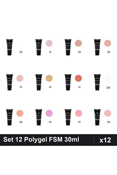 FSM Set 12 Polygel 30ml - Nr.03, Nr.04, Nr.07, Nr.08, Nr.09, Nr.12, Nr.13, Nr...