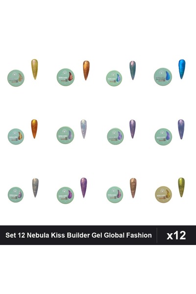 global fashion Set 12 Nebula Kiss Builder Gel 15g - Nr.03 Nr.04 Nr.05 Nr.06 N...