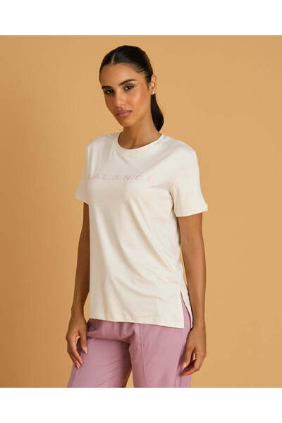 REDTAG Women Ivory Printed Active T-Shirt