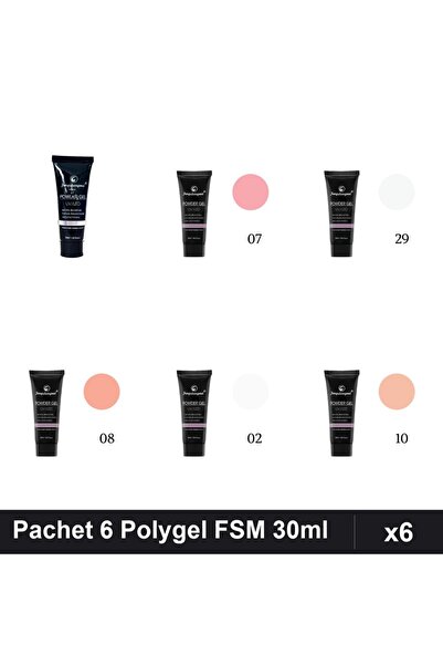 FSM Set 6 Polygel 30ml - Nr.17, Nr.07, Nr.29, Nr.08, Nr.02, Nr.10