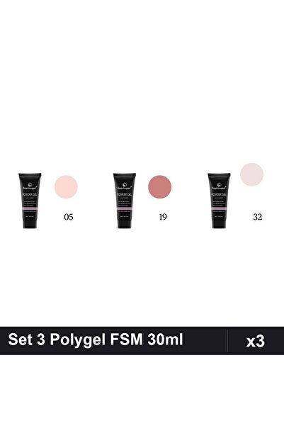 FSM Set 3 Polygel 30ml - Nr.05, Nr.19, Nr.32 - Constructie Unghii UV LED