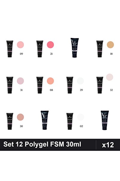 FSM Set 12 Polygel 30ml - Nr.09, Nr.21, Nr.23, Nr.18, Nr.31, Nr.08, Nr.29, Nr...