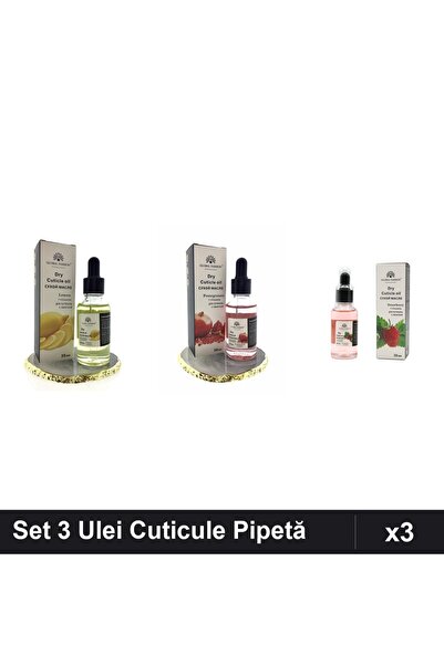 global fashion Set 3 Ulei Cuticule Pipetă 30ml - Lămâie, Rodie, Căpșuni