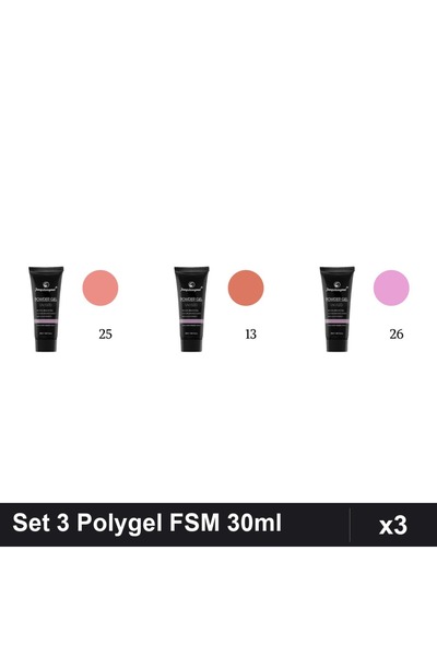 FSM Set 3 Polygel 30ml - Nr.25, Nr.13, Nr.26 - Constructie Unghii