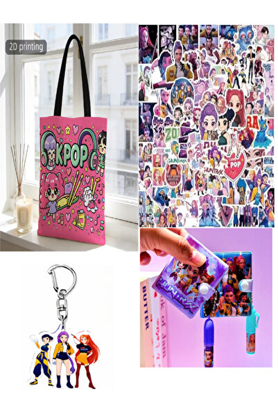 KPOPMERCH مجموعة هدايا ديمان هنترز- هنتركس للفتيات - حقيبة كتف، سلسلة مفاتيح،...