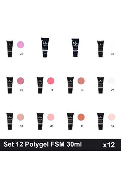FSM Set 12 Polygel 30ml - Nr.03, Nr.05, Nr.09, Nr.13, Nr.15, Nr.17, Nr.20, Nr...