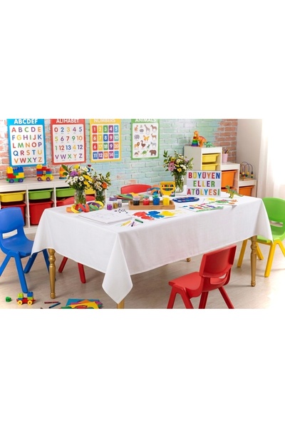 L'Opaline Tek Kullanımlık Kağıt (1 ADET) Masa Örtüsü 100x150 cm Beyaz, Doğum Günü, Nişan, Söz, Baby Shower, Piknik, Parti, Bahçe, Balkon, Organizasyon Sofra Örtüsü