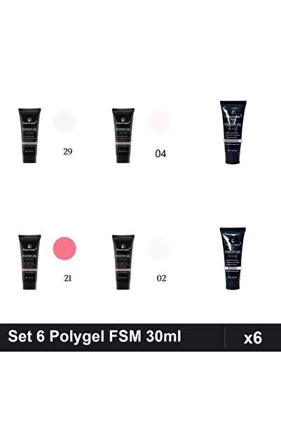 FSM Set 6 Polygel 30ml - Nr.29, Nr.04, Nr.22, Nr.21, Nr.02, Nr.14 Constructie