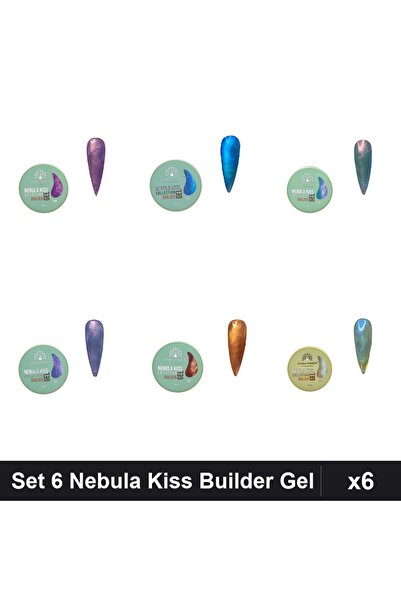 global fashion Set 6 Nebula Kiss Builder Gel 15g - Nr.02 Nr.03 Nr.08 Nr.12 Nr...