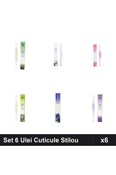 NAİLS Set 6 Ulei Cuticule Tip Stilou - Aloe Vera, Lily, Peach, Măr, Afine, La...