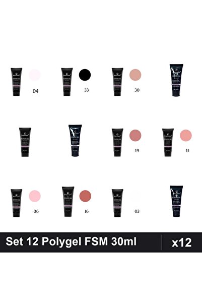 FSM Set 12 Polygel 30ml - Nr.01, Nr.03, Nr.04, Nr.06, Nr.11, Nr.14, Nr.15, Nr...