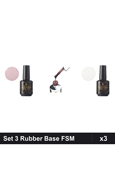 FSM Set 3 Nude Rubber Base 15ml - Nr.14, Nr.04, Nr.15 - Baza Pigmentata
