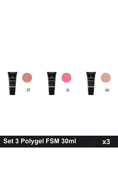 FSM Set 3 Polygel 30ml - Nr.27, Nr.21, Nr.30 - Constructie Unghii