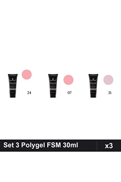 FSM Set 3 Polygel 30ml - Nr.24, Nr.07, Nr.31 - Constructie Unghii