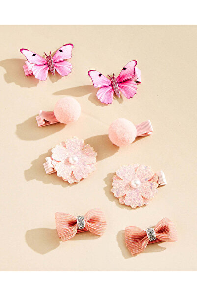REDTAG Girls Assorted Butterfly Hair Clip 8 Piece Set