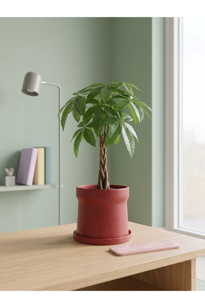 Hugo Seramik Saksı Mat Bordo Tabaklı Çap:18cm Yük:16cm