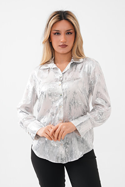 Mdg Tekstil T8016 Varak Desenli Satten Gömlek