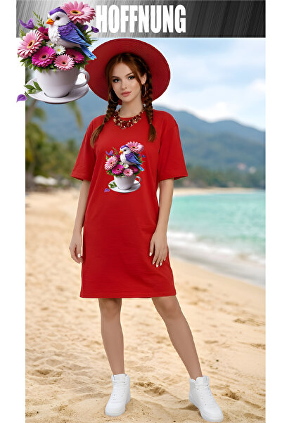 HOFFNUNG Women's Short Sleeve Crew Neck T-Shirt Dress Nightgown