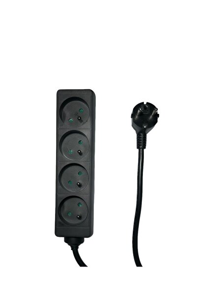 MicroConnect Prelungitor cu 4 prize, tip E francez, 1,5m negru