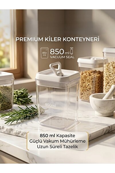 Eviniz güzel Vakum Kapaklı Erzak Saklama Kabı 850 ml