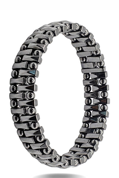MMİF HEMATİT DOĞALTAŞ BİLEKLİK, ÖZEL SERİ ,METALİK GRİ, İÇ ÖLÇÜ 17CM,