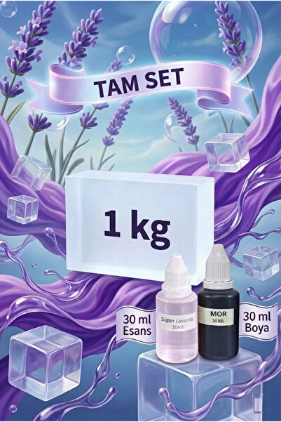 Organik Hekim Lavanta Esanslı Mor Renkli Şeffaf Sabun Bazı 500 g El Yapımı Sa...