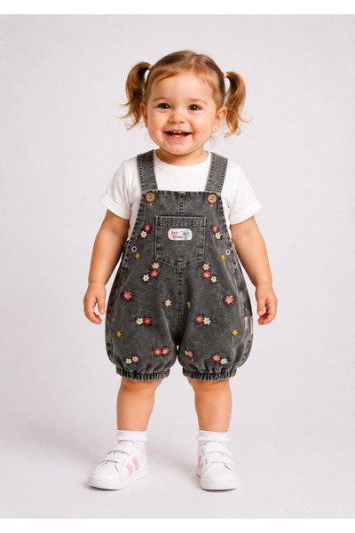 Mou&Kou Baby Girl 2-Piece Set Salopet with Shorts 9-12-18 Months