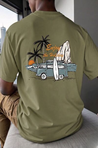 GENIUS STORE Men's T-Shirt Cotton Fabric Back Printed T-Shirt Street Fashion ...