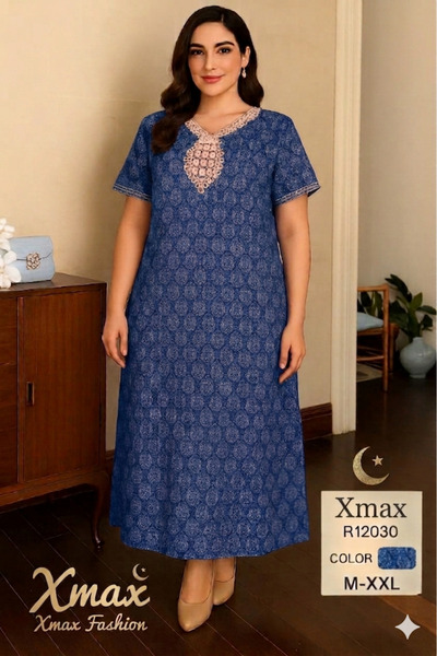 XMAX Women's Long Robe with Oriental Pattern and Embroidered Collar – Short S...