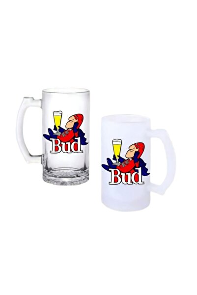 Ghostbastır Bud Handle Beer Glass with Frosted or Transparent Options 045