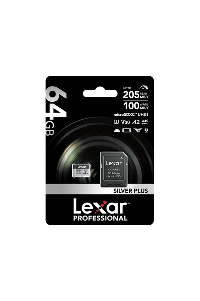 Lexar 64GB Yüksek Performanslı Silver Plus microSDXC UHS-I up to 205MB/s Okum...