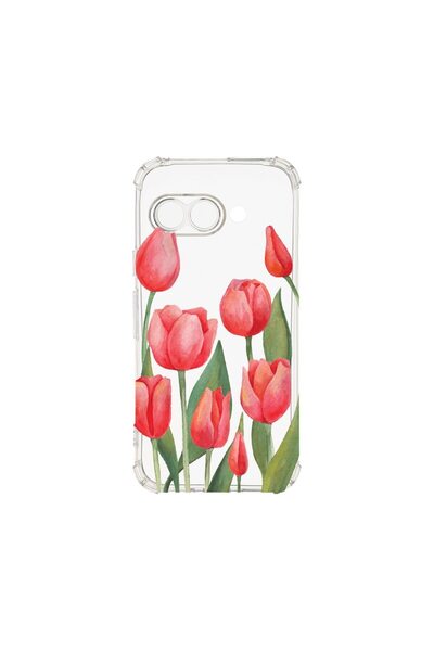bestcase Калъф за Google Pixel 9a, BestCase® Anti Shock 1.5MM, Червени лалета...