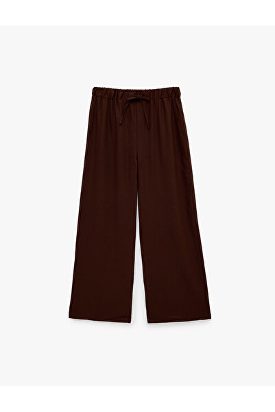 Koton Comfortable Fit, Lace-Up Waist, Wide-Leg Linen Blend Pants