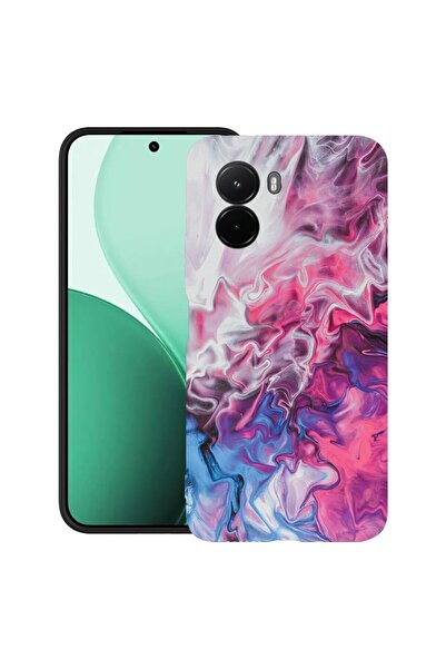bestcase Θήκη TPU Υπέρλεπτη Συμβατή με Poco M7, με Μαρμάρινο Ροζ και Μπλε Σχέ...