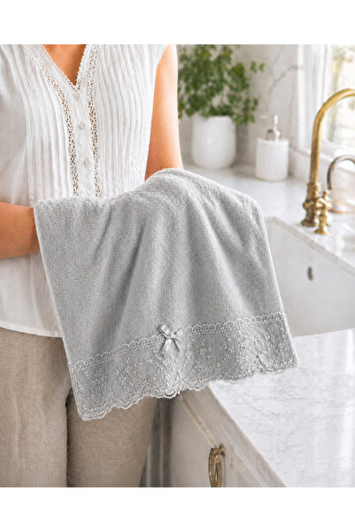 Bella Home Velvet Lace Kitchen Towels (4 Pieces) |   30X50 cm |   Soft Textur...