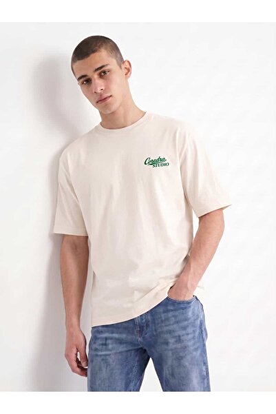 Coredra Tricou bărbătesc NYC Is Better cu croială supradimensionată - Ecru - ...