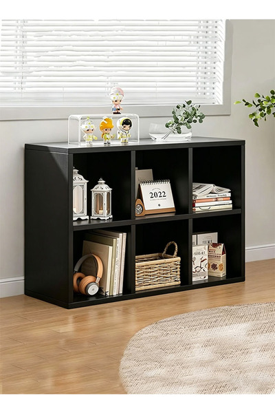 CozyWorld 6-Cube Open Black Bookcase Without Backboard, Large Capacity Floor ...