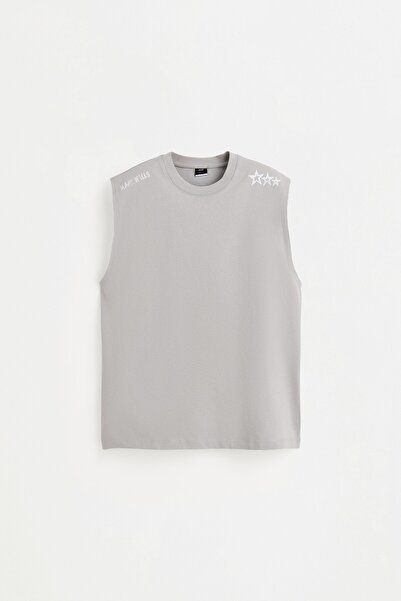 LEFTIES Soluk efektli desenli kolsuz t-shirt