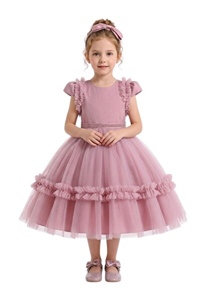 Bidani - Dusty Pink Ruffle Sleeve Dress - 5Y to 9Y
