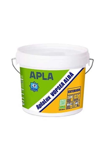 Alpa Vopsea lavabilă pentru exterior, 5 L, APLA LUX, Alb / EXT10135