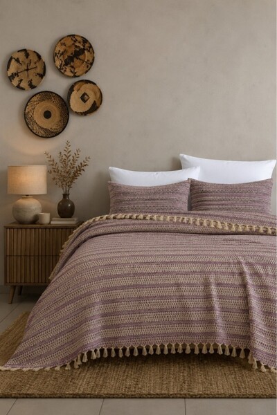 Mulberry Set cuvertură King Size din țesătură piqué 240x260 cm cu 2 huse de p...