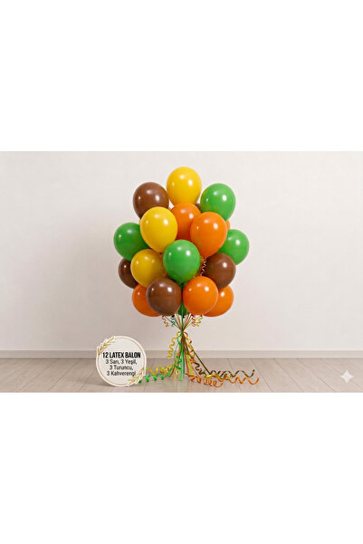 ÇAVUŞ E-TİCARET Kahverengi,Sarı,Turuncu,Yeşil Balon Seti,Doğum Günü Parti Bal...