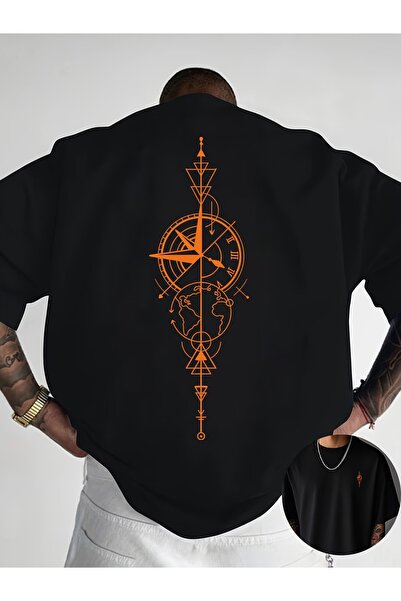 PAVRO Unisex Άνετο T-shirt με μικτό σχέδιο και στάμπα