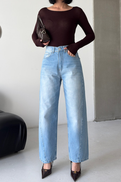 XRAY JEANS بنطلون جينز نسائي واسع الساقين باللون الأزرق الجليدي