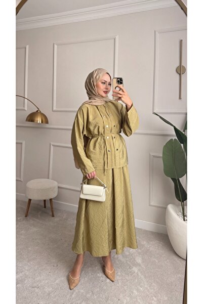 ensade Liora Button Accessory Blouse-Waist Elastic Skirt Modest Design Women'...