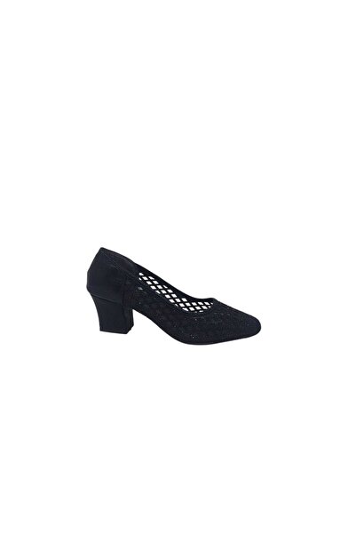 Zerhan İzlife 503 Women's Black Lace Shimmering Blunt Toe Low Heel Evening Dr...